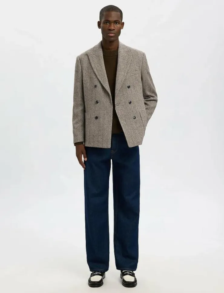 Selected SLHREG-MORRIS HBONE WOOL BLEND DB BLZ - Dubbelknäppta kavajer| Kostymer & Kavajer