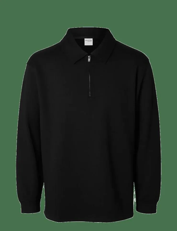 Selected SLHRELAX-EMANUEL SOFT POLO ZIP SWEAT EX - Långärmade pikéer| Pikéer