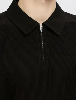 Selected Pikéer|SLHRELAX-PLISSE HALF ZIP SS POLO EX - Kortärmade pikéer