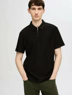 Selected Pikéer|SLHRELAX-PLISSE HALF ZIP SS POLO EX - Kortärmade pikéer