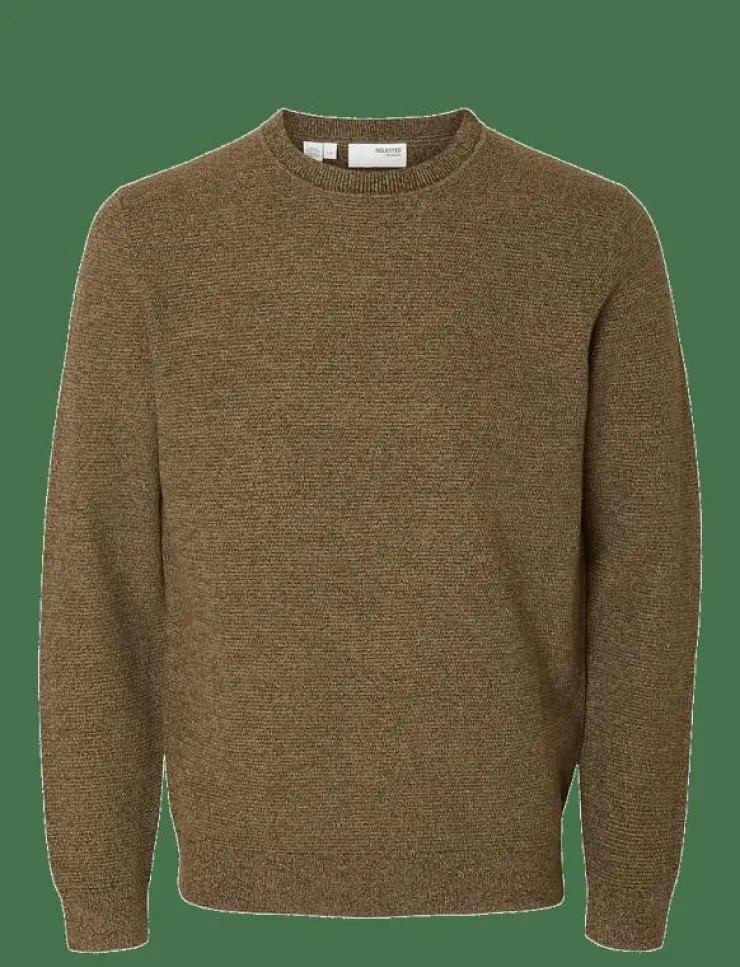 Selected SLHROSS LS KNIT STRUCTURE CREW NECK NOOS - Rundhalsad| Stickat