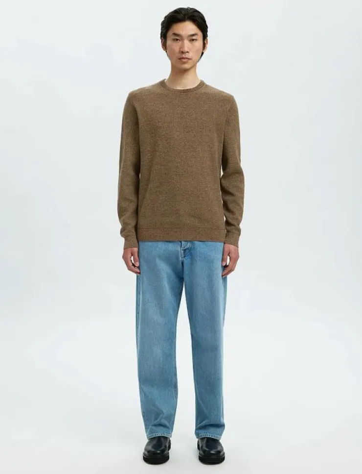 Selected SLHROSS LS KNIT STRUCTURE CREW NECK NOOS - Rundhalsad| Stickat