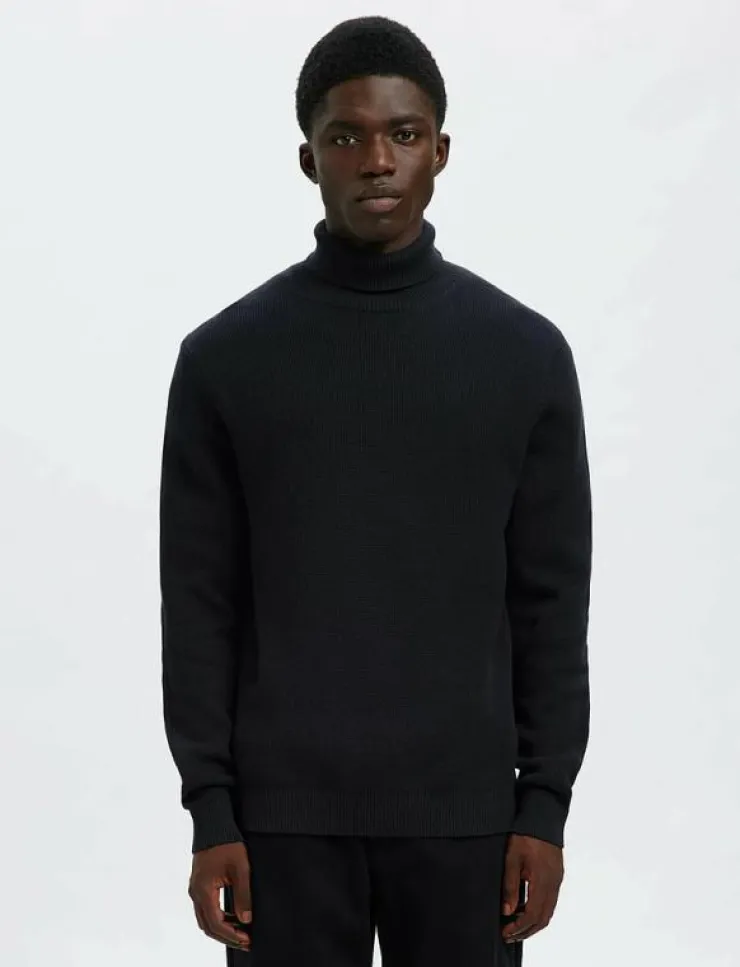 Selected SLMDANE LS KNIT STRUCTURE ROLL NECK NOOS - Polokrage| Stickat