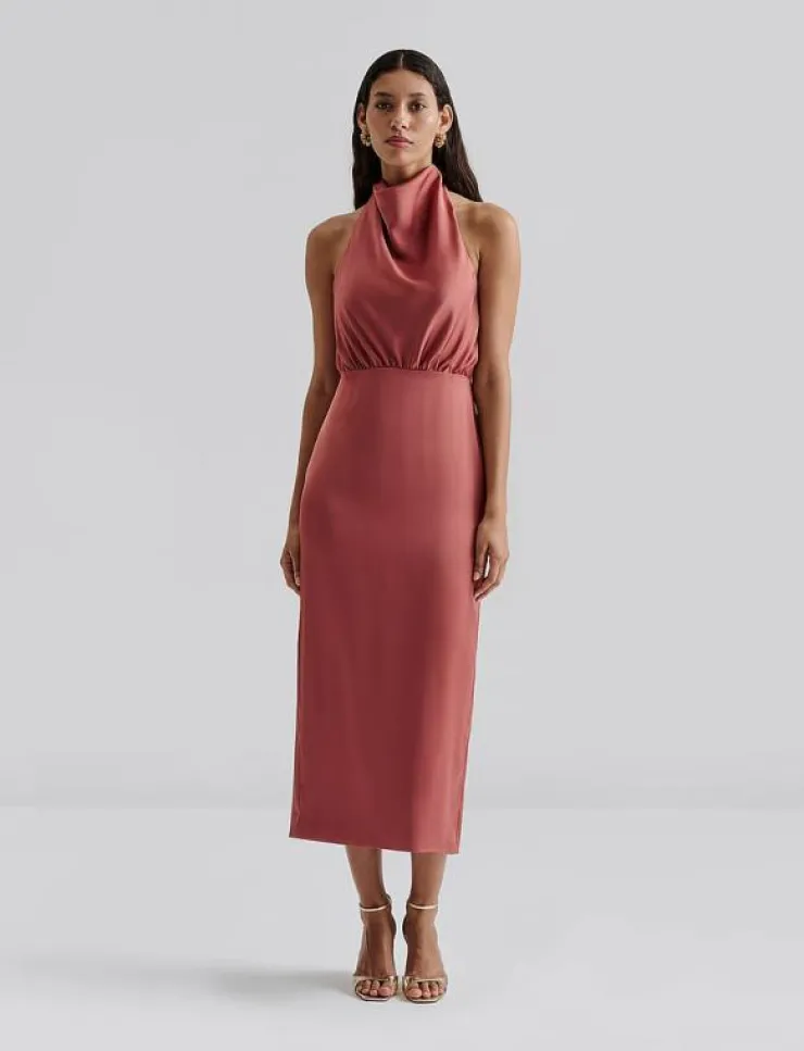 Malina Solange open back halterneck midi dress - Midiklänningar|Kvinnor Plus Size & Curvy|Klänningar