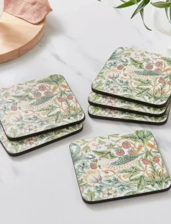 Morris & Co Strawberry Thief Coasters - Set of 6 - Serveringstillbehör| Serveringstillbehör