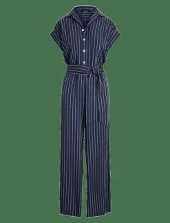 Lauren Ralph Lauren Striped Belted Twill Wide-Leg Jumpsuit - Jumpsuits|Kvinnor Jumpsuits
