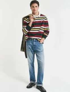 GANT STRIPED HEAVY RUGGER - Långärmade pikéer| Pikéer