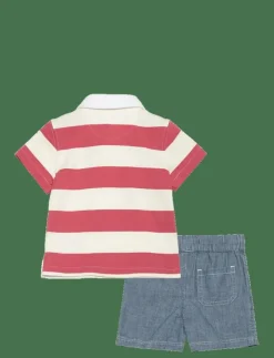 Ralph Lauren Baby Striped Rugby Shirt & Chambray Short Set - Set med kortärmad t-shirt|Barn Set