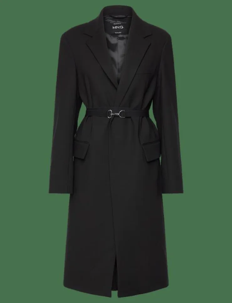 Mango Structured double fabric coat with belt - Ullkappor|Kvinnor Jackor & Kappor