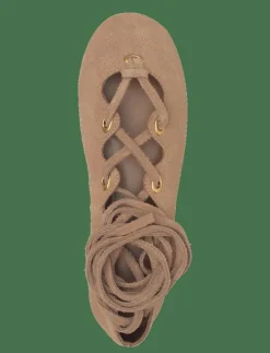 Mango Suede ballet flats with crossed straps - Ballerinas|Kvinnor Ballerinaskor