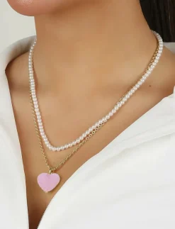 SNÖ of Sweden Sugar hearts pendant neck 42 - 42 cm - Kedjehalsband|Kvinnor Smycken