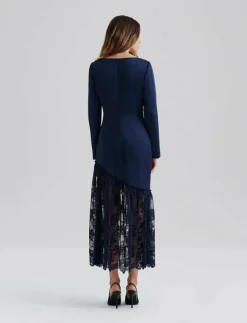 Malina Suki Diagonal Cut Lace Midi Dress - Midiklänningar|Kvinnor Klänningar