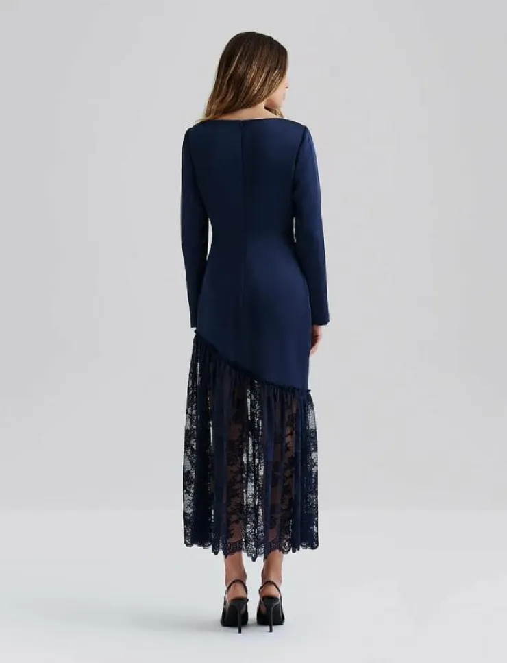 Malina Suki Diagonal Cut Lace Midi Dress - Midiklänningar|Kvinnor Klänningar