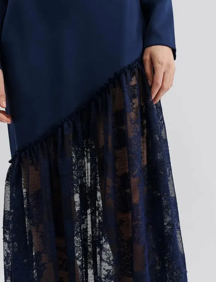 Malina Suki Diagonal Cut Lace Midi Dress - Midiklänningar|Kvinnor Klänningar