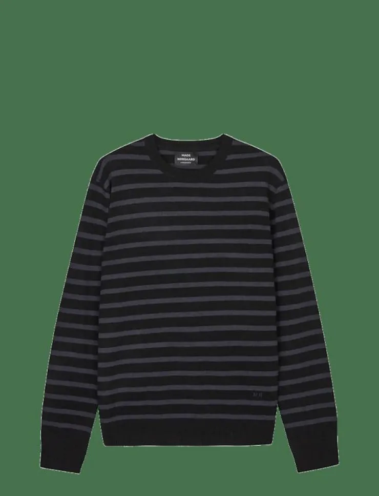 Mads Nørgaard Super Wool Karsten Stripe Knit - Rundhalsad| Stickat