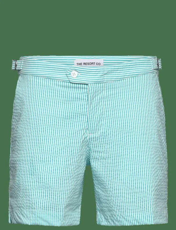 The Resort Co. Badkläder|Tailored Swim Shorts Turquoise Seersucker - Badbyxor
