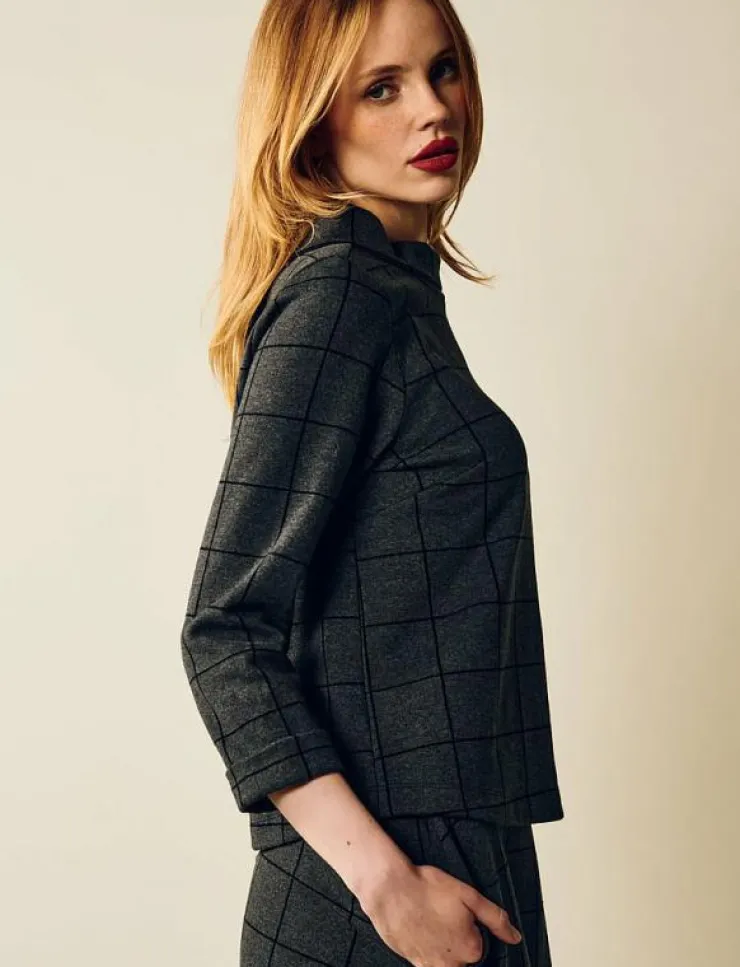Jumperfabriken Tara Houndstooth Jumper - Sweatshirts|Kvinnor Sweatshirts