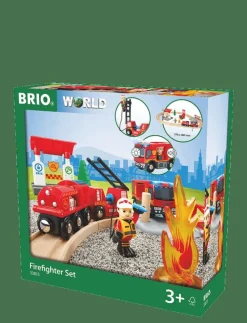 Barn BRIO Leksaksfordon & Bilar|Leksaksset & Leksaksfigurer|Tågset med brandmanstema - Tåg