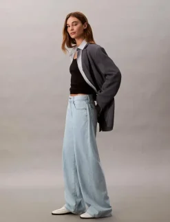Calvin Klein Jeans THE WIDE LEG LINEN - Vida byxor|Kvinnor Jeans
