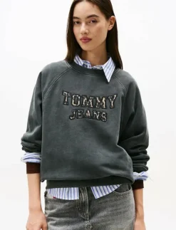 Kvinnor Tommy Jeans Sweatshirts|TJW BXY LEOPARD VARSITY CREW - Sweatshirts