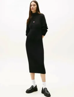 Tommy Jeans TJW MOCKNECK BADGE SWEATER DRESS - Midiklänningar|Kvinnor Klänningar
