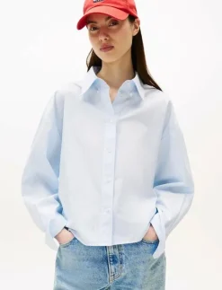 Tommy Jeans TJW REG CROP STRIPE POPLIN SHIRT - Långärmade|Kvinnor Blusar & Skjortor