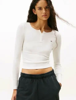Kvinnor Tommy Jeans T-Shirts & Toppar|TJW SLIM SH IRREGULAR RIB LS - Långärmade toppar