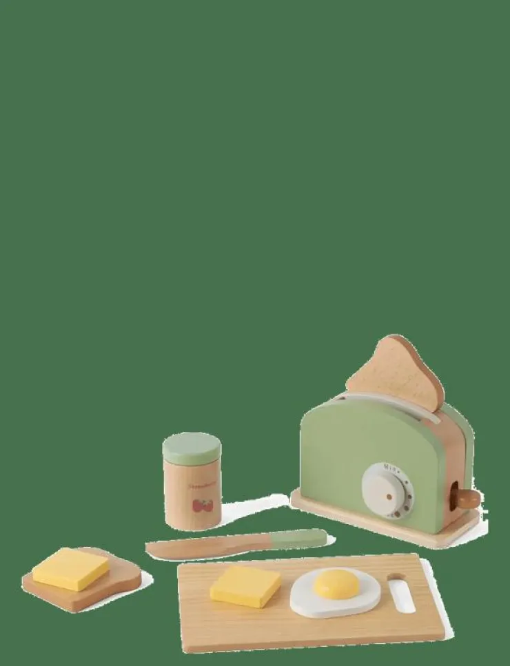 Dantoy TOASTER SET WOOD IN GIFT BOX - 9 PCS - Tillbehör till leksakskök|Barn Leksakskök & Tillbehör