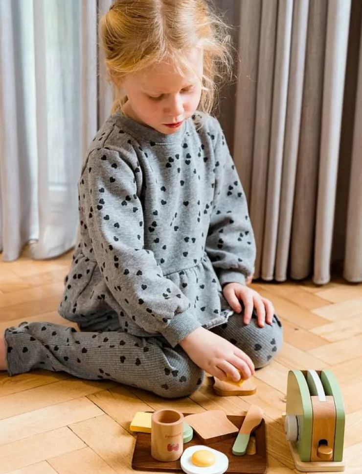 Dantoy TOASTER SET WOOD IN GIFT BOX - 9 PCS - Tillbehör till leksakskök|Barn Leksakskök & Tillbehör