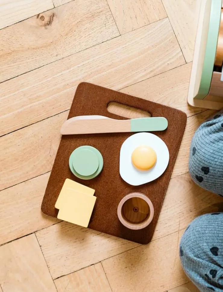 Dantoy TOASTER SET WOOD IN GIFT BOX - 9 PCS - Tillbehör till leksakskök|Barn Leksakskök & Tillbehör