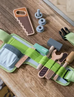Barn Dantoy Rollspel|TOOL BELT WOOD IN GIFT BOX 15 PARTS - Leksaksverktyg