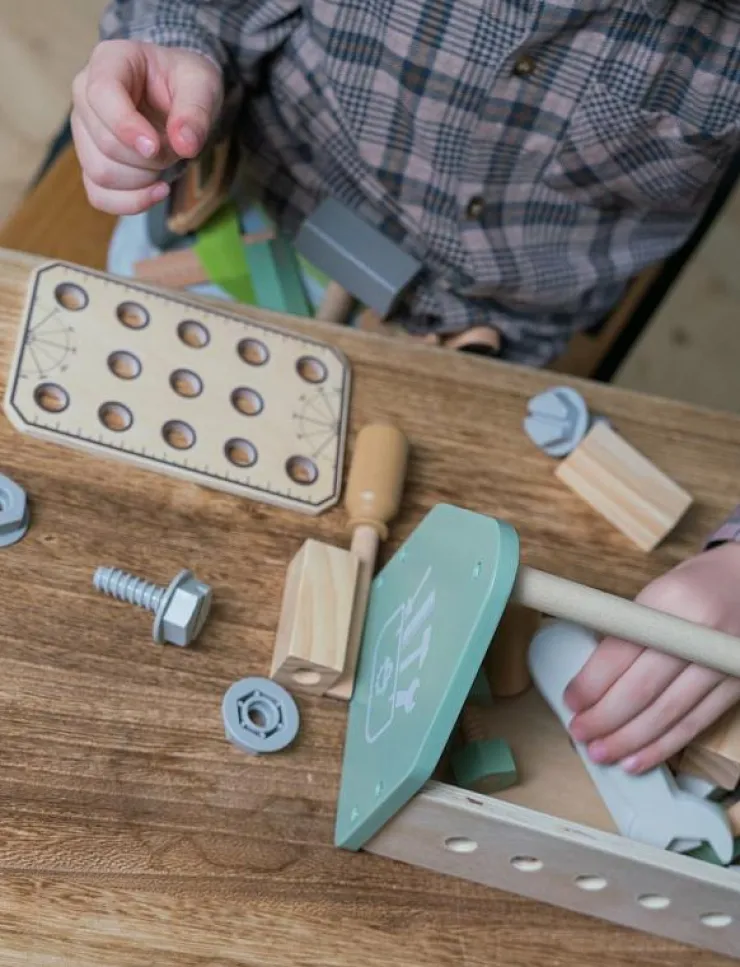 Barn Dantoy Rollspel|TOOL BOX WOOD IN GIFT BOX 26 PARTS - Leksaksverktyg