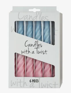 Kunstindustrien Twisted Candles, 6 piece box, multi colored - Kronljus| Ljus