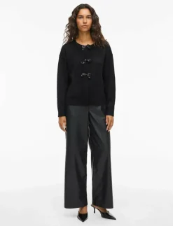 Kvinnor Vila Plus Size & Curvy|Stickat|VIBRIANNA O-NECK L/S BOW KNIT CARDIGAN - Koftor