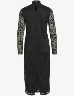 Kvinnor Vila Klänningar|VIDIDA L/S HIGH NECK MIDI LACE DRESS/KA - Midiklänningar