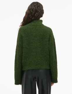 Kvinnor Vila Plus Size & Curvy|Stickat|VIGLEEBA HIGH NECK L/S RIB KNIT TOP - Polotröjor