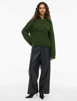 Kvinnor Vila Plus Size & Curvy|Stickat|VIGLEEBA HIGH NECK L/S RIB KNIT TOP - Polotröjor