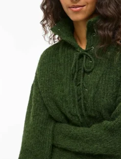 Kvinnor Vila Plus Size & Curvy|Stickat|VIGLEEBA HIGH NECK L/S RIB KNIT TOP - Polotröjor