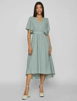 Kvinnor Vila Klänningar|VIMIRAGE 2/4 V-NECK ANKLE DRESS/BM/DC - Midiklänningar