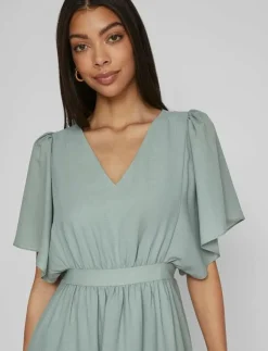 Kvinnor Vila Klänningar|VIMIRAGE 2/4 V-NECK ANKLE DRESS/BM/DC - Midiklänningar