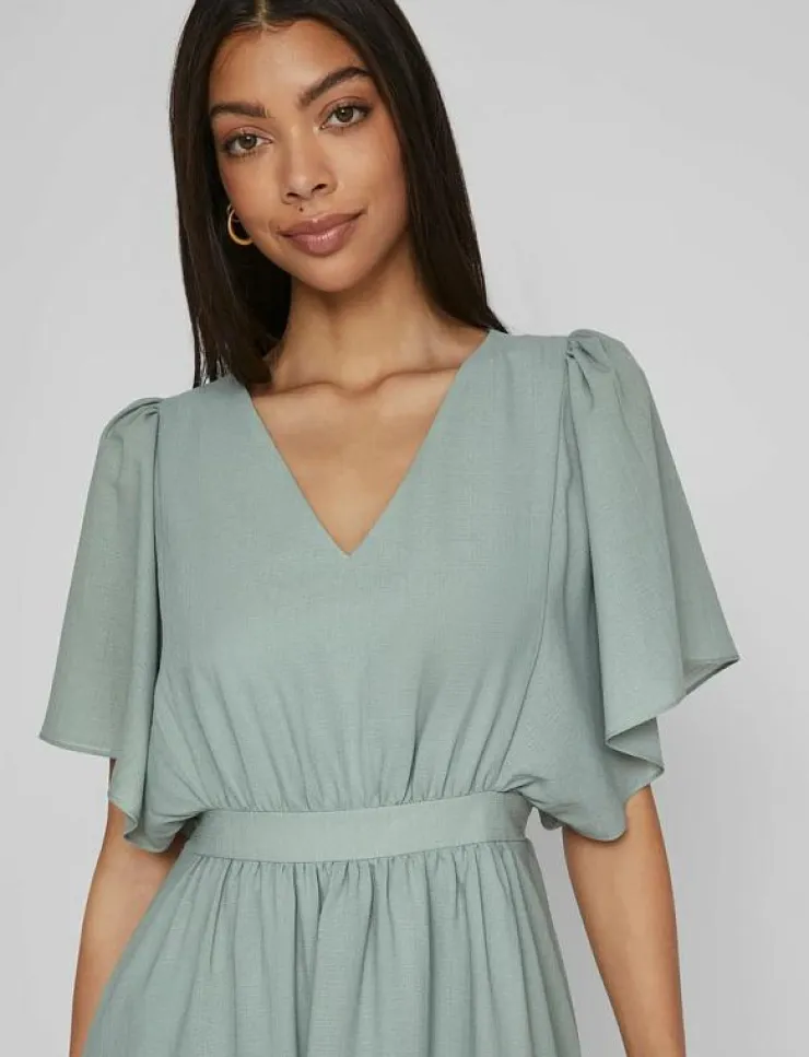 Kvinnor Vila Klänningar|VIMIRAGE 2/4 V-NECK ANKLE DRESS/BM/DC - Midiklänningar