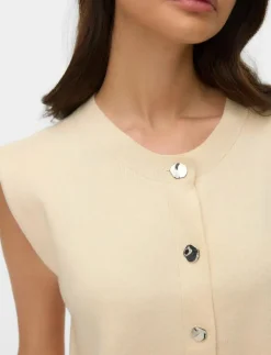 Kvinnor Vero Moda Västar|VMGOLD SL O-NECK BUTTON VEST BOO - Stickade västar