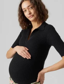 Vero Moda Maternity VMMHOLLY 2/4 POLO PULLOVER GA NOOS - T-shirts|Kvinnor Mammakläder