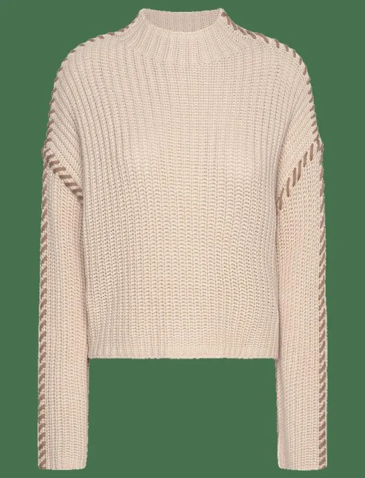 Kvinnor Vero Moda Stickat|VMNEWCREAM LS FUNNELNECK PULLOVER BOO - Stickat