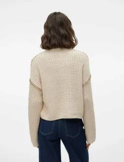 Kvinnor Vero Moda Stickat|VMNEWCREAM LS FUNNELNECK PULLOVER BOO - Stickat