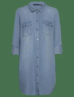 Vero Moda VMSIGGA LS SHORT DRESS LT BL GA NOOS - Korta klänningar|Kvinnor Plus Size & Curvy|Denimkläder