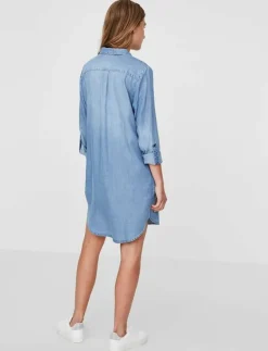 Vero Moda VMSIGGA LS SHORT DRESS LT BL GA NOOS - Korta klänningar|Kvinnor Plus Size & Curvy|Denimkläder