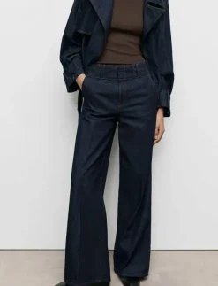 Mango Wide leg denim trousers with belt loops - Vida byxor|Kvinnor Jeans