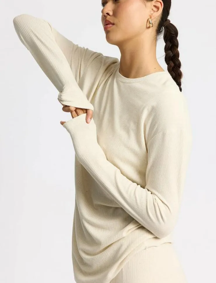 Kvinnor Rethinkit Studios Toppar & T-Shirts|Wide Rib Long Tee Merci - Långärmade tröjor