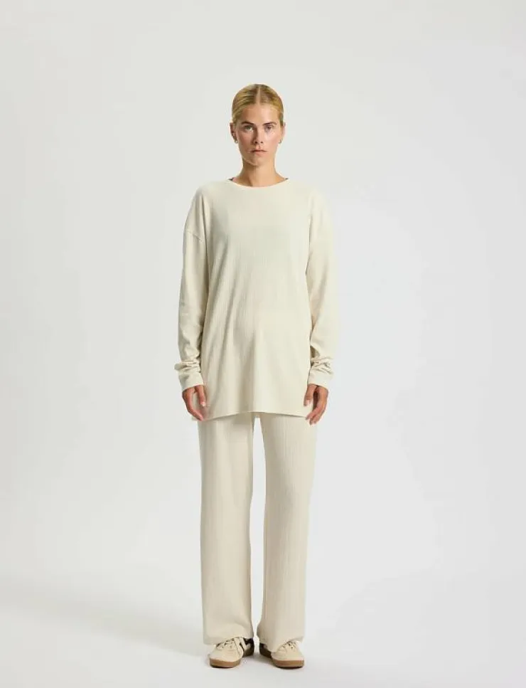 Kvinnor Rethinkit Studios Toppar & T-Shirts|Wide Rib Long Tee Merci - Långärmade tröjor